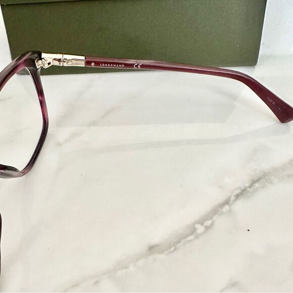 Longchamp Women’s Roseau Bamboo Purple Eyeglasses - Picture 2 of 5